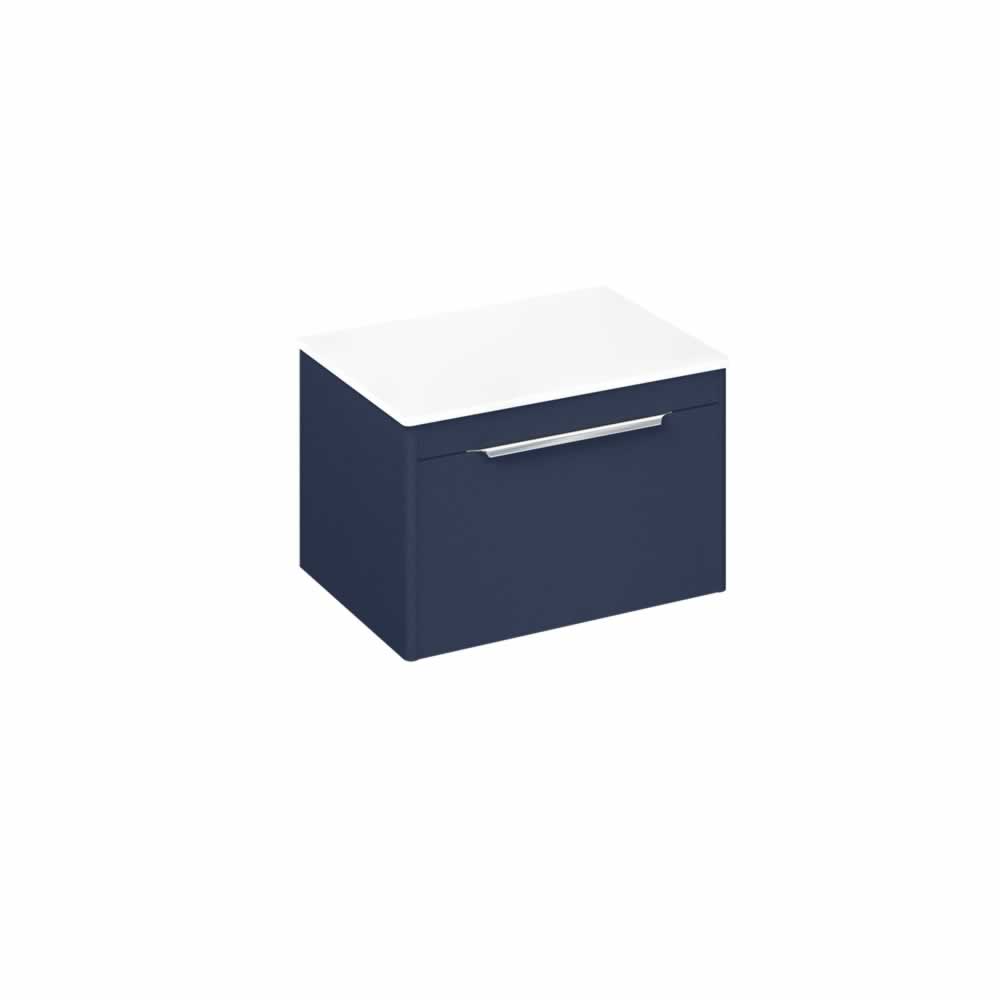 Shoreditch 65cm single drawer Matt Blue with White Worktop